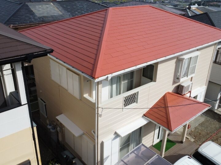 明るく可愛らしいイメージに仕上がりました👍♪高知市潮見台 f様邸 屋根塗装 外壁塗装工事