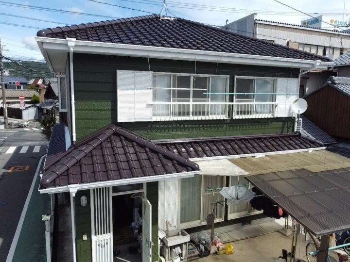 土佐市 k様 屋根塗装 外壁塗装工事🏠　モスグリーン色でお洒落な仕上がり！
