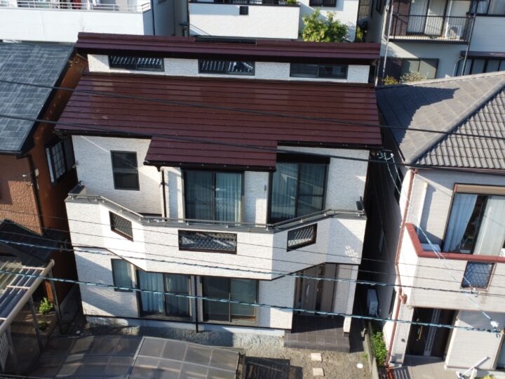 高知市 横浜 f様 屋根塗装 外壁塗装工事🏠WBアート多彩模様仕上げで高級感ある外観になりました(^^)